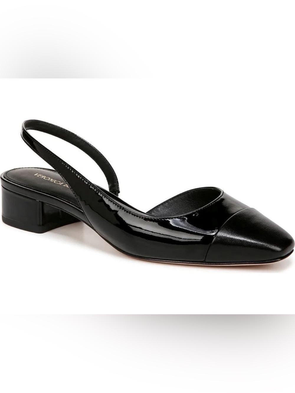 Veronica Beard Cecile Black Patent Slingback Low Heel Pumps 9 - Picture 7 of 7